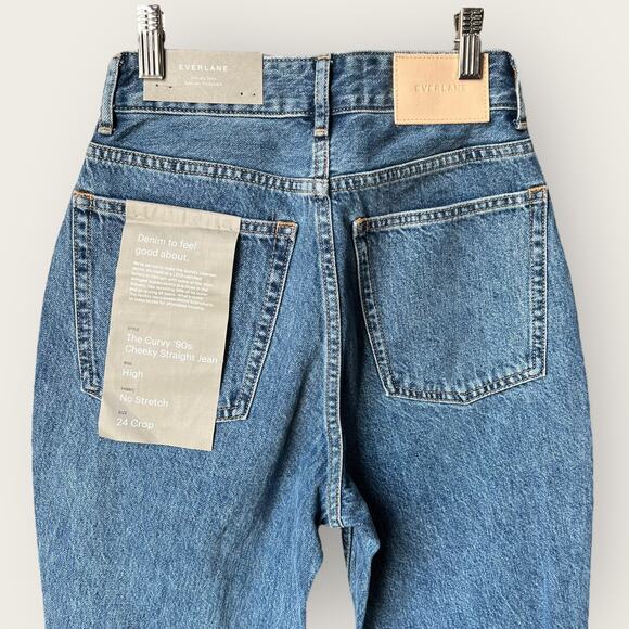 Everlane Curvy 90s Cheeky Straight Jeans | Waist 23 Crop | Blue Y2K Mom 80s 90s - Picture 8 of 11